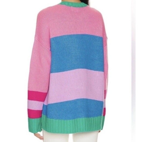 Show Me Your Mumu Oversized Knit Ski Sweater Women’s Sz L Pink Multi Heavyweight - Picture 2 of 13